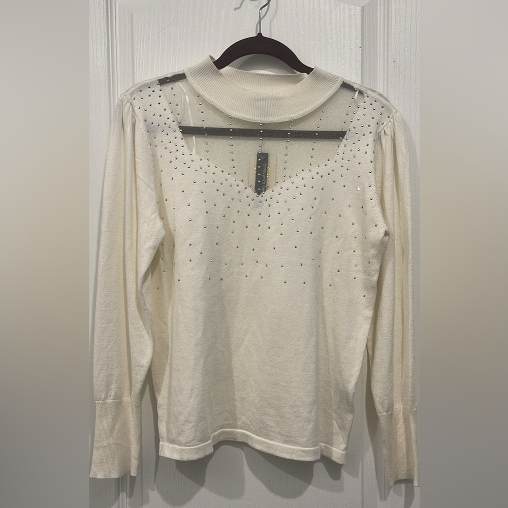 Chic Cream Studded Women's Blouse